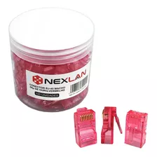 Conector Rj45 Nexlan Cat5e Vermelho 50µ De Ouro 100 Unidades