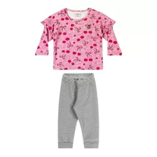 Conjunto Elian Bebê Infantil Moletom Feminino Inverno P M G