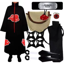 Kit Manto Bandana Nuvem Anime Naruto Porta Shuriken Kunai 