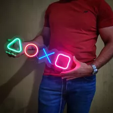 Painel Neon Playstation Iluminação 45cm Com Controle