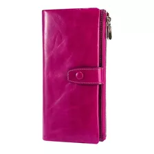 Cartera piel genuina Slim Para mujer rfid Con Porta celular