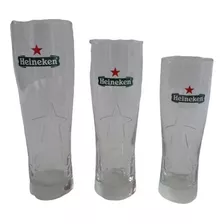3 Vasos Heineken 500 Ml + 350 Ml + 250 Ml Estrella Relieve