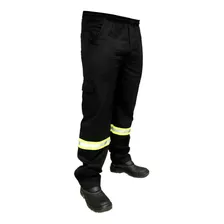 Calça Uniforme Brim Pesado Faixa Refletiva Trabalho Profissi