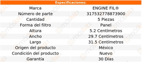 Paq 5 Filtros De Aire Lx570 8 Cil 5.7l 2013/2015 Engine Fil Foto 2