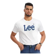 Camiseta Masculina Lee Branca Estampa Azul