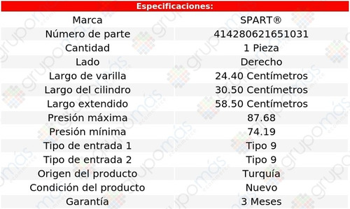 1 Amortiguador Cofre Der Spart Duster Renault 10/15 Foto 2