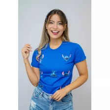 Camiseta Feminina Estampada Personagem Lilo Stitch Ohana