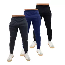 Kit 03 Calça Moletom Flanelado Masculino Academia Esportes;.