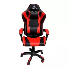 Silla De Escritorio Libitium Gamer Ergonómica Negra Y Roja Con Tapizado De Cuero Sintético