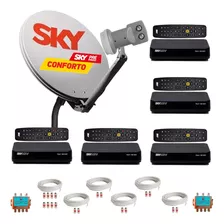 Sky Pre Pago Conforto - Kit Completo Com 05 Receptores
