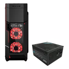 Combo Gabinete Pc Azza Crimson 211g + Fuente 650w 80+ Bronce