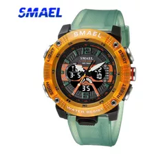 Relógio Eletrônico Masculino Smael 100% Original Cor Da Correia Transparent Green