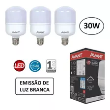 03 Lampada Led 30w Avant Forte Area Grande E27 Luz Branca Cor Da Luz Branco-frio 110v/220v