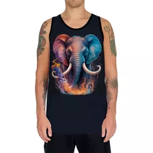 Camiseta Regata Estampada Elefante Fogo Ilustração Moda 2