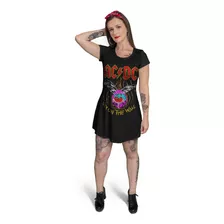 Vestido Curto Feminino Ac Dc Fly On The Wal 1985 Rockers 