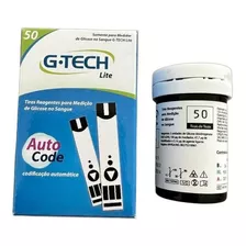 50 Fitas Tiras Reagentes G-tech Lite Glicemia Diabetes Medir