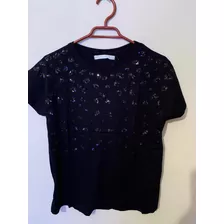 Polera Sfera Negro Lentejuelas S