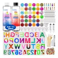 Kit Resina Epoxica Abecedario Hacer Joyas 206 Piezas Basic