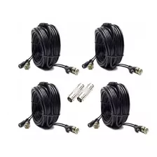 Kit 4 Cable Siames Coaxial 20 M Para Camara Cctv Con Union