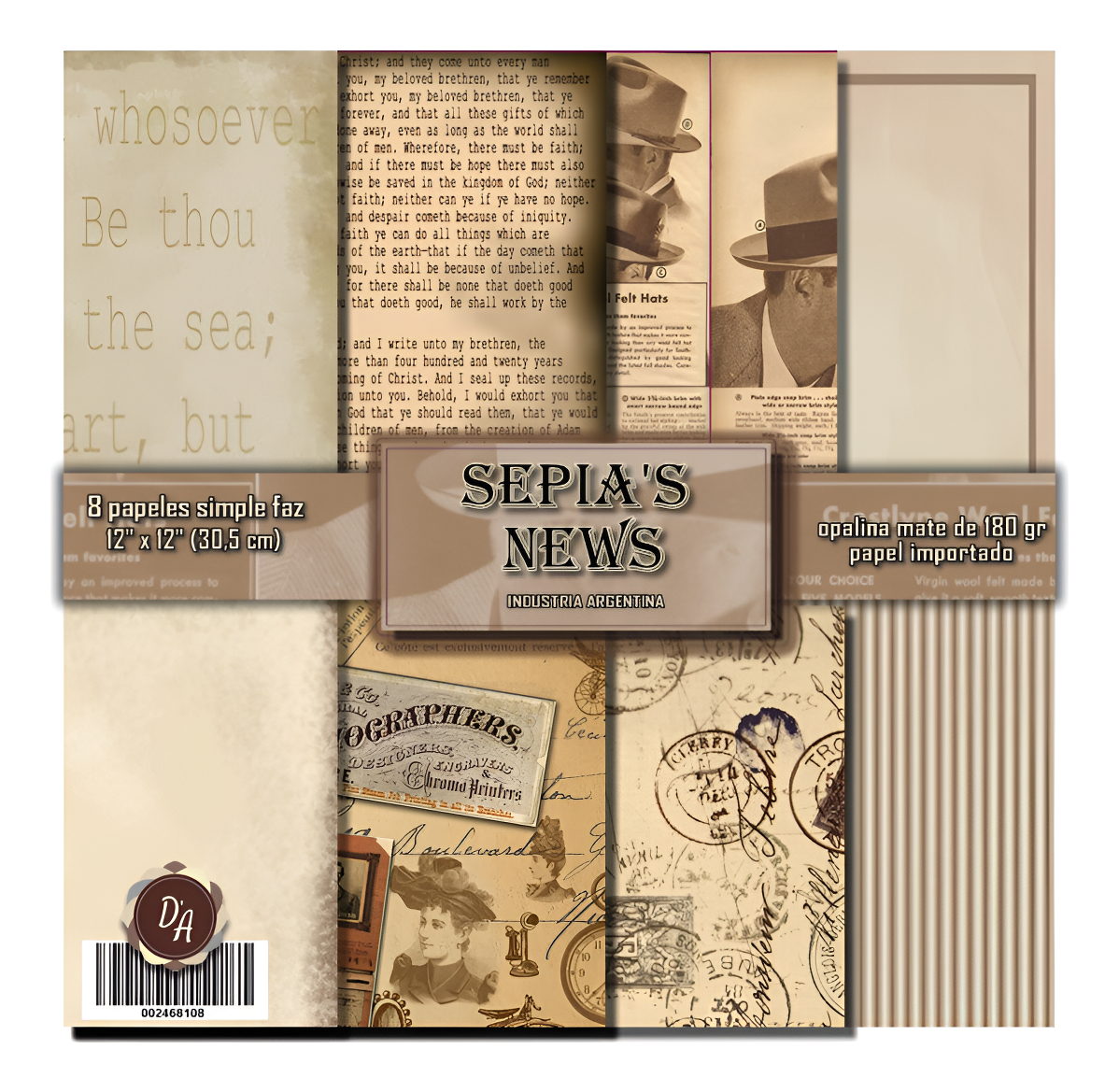 Colección Sepia's News Scrapbooking X8 D' Arteche Crafts Marrón Claro