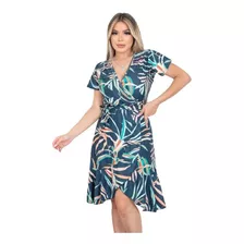 Vestido Clássico Envelope Midi Moda Casual Tendência Verão