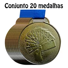 20 Medalhas 3,5cm Aço Premiação Completa Torneio De Baralho Cor Bronze