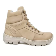 Bota Masculina Cano Baixo Adventure Couro Legítimo Bege