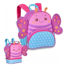 Mochila Feminina Infantil Escolar Pequena Com Lancheira Clio Cor Lilás Desenho Do Tecido Liso