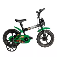 Bicicleta Infantil Com Rodinha Menino Aro 12 Preto E Verde