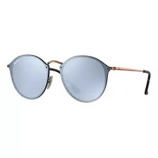 Anteojos De Sol Ray-ban Round Blaze Standard Con Marco De Metal Color Polished Bronze-copper, Lente Violet De Plástico Espejada, Varilla Polished Bronze-copper De Metal - Rb3574n