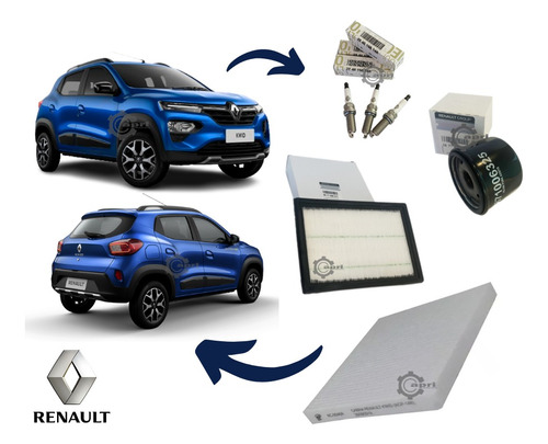 Kit Filtros + Bujas Kwid Renault Originales T. Aos Foto 2