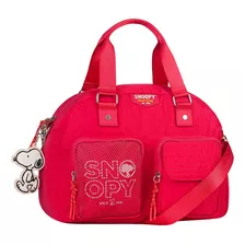 Bolsa Bau Espaçosa Moderna Feminina Snoopy Transversal Pink Acambamento Dos Ferragens Prata