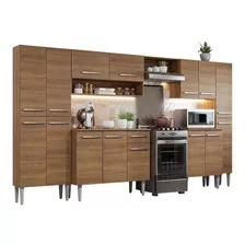 Cozinha Madesa Emilly Joy Armário Balcão 15 Portas 1 Gaveta Cor Rustic Grem325001