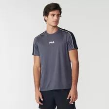 Camiseta Fila Linea Grid Masculina Cinza Escuro