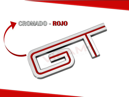 Emblema Lateral Mustang Gt Rojo Con Cromado Izquierdo Foto 2