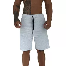 Bermuda Moletom Masculina Listrado Branco Shorts Moleton
