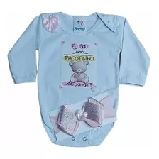 Kit Presente Roupa Para Bebê Menina Body Manga Longa + Laço 