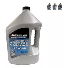 Óleo Quicksilver 25w40 4t Mercruiser Gas Galão 4l Kit C/3