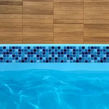 Faixa Adesivas Piscinas Laminada 1mx15cm 15und Borda Azul.