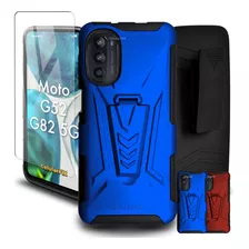 Funda Protector P/ Moto G52, Uso Rudo Clip C/ Mica Cristal