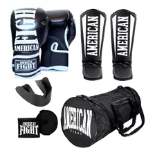 Kit Muay Thai Luva Caneleira Bolsa Band. Bucal Masculino 