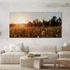 Quadro Sala Paisagem Lírios Campo Decorativo Grande 130x70