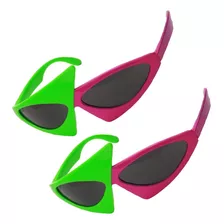 2 Lentes De Sol Asimétricas 80s Fiesta Rosa Y Verde Hip Hop