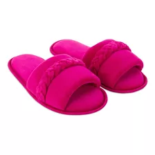 Pantufa Feminina Slide Antiderrapante Com Trança Super Macia