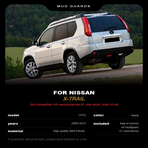 For Nissan X-trail (t31) 2008-2013 Mudguards Mud Flaps A S Foto 2
