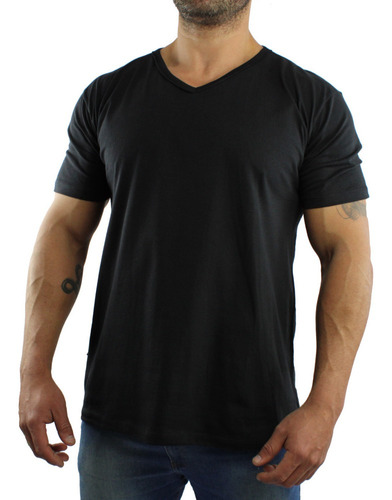 Promoçao Kit 3 Camiseta Gola V Malha Normal E Plus Size Lisa