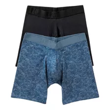 Ropa Interior Masculina Boxer Largo 33253x2 Negro / Azul