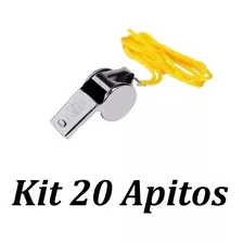 Apito Em Metal Profissional Com Cordão - Kit 2 Unidades Cor Prateado