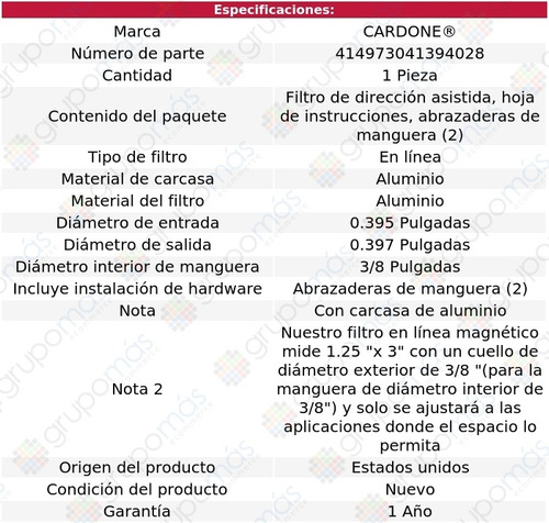 D/h Filtro 3/8 Cardone Daewoo Nubira 99-02 Foto 5