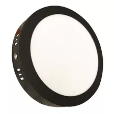 Lampara Led Panel Superficial Redondo 18w Borde Negro 3000k 